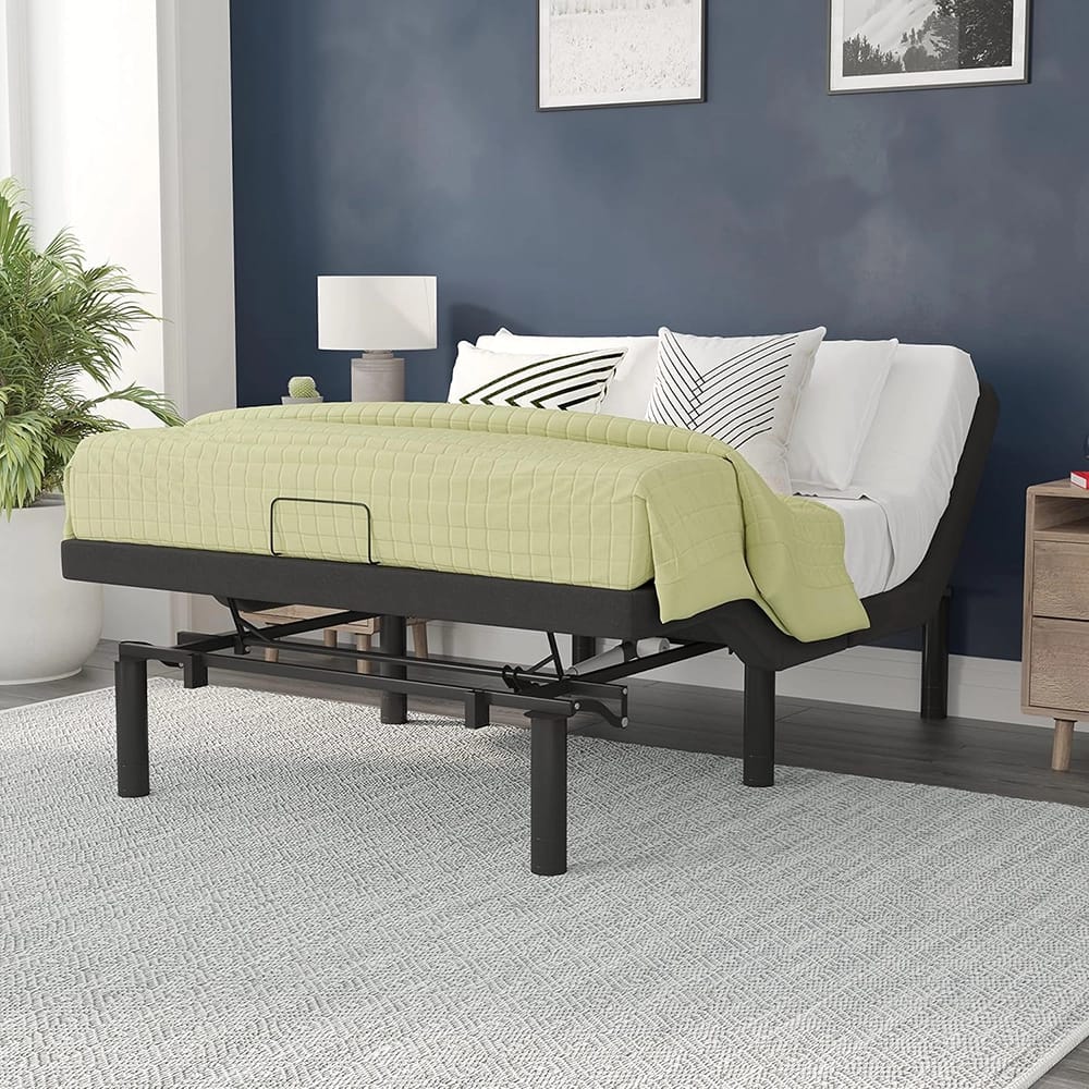 Adjustable Bed Base with Wireless Remote, Black, Full
