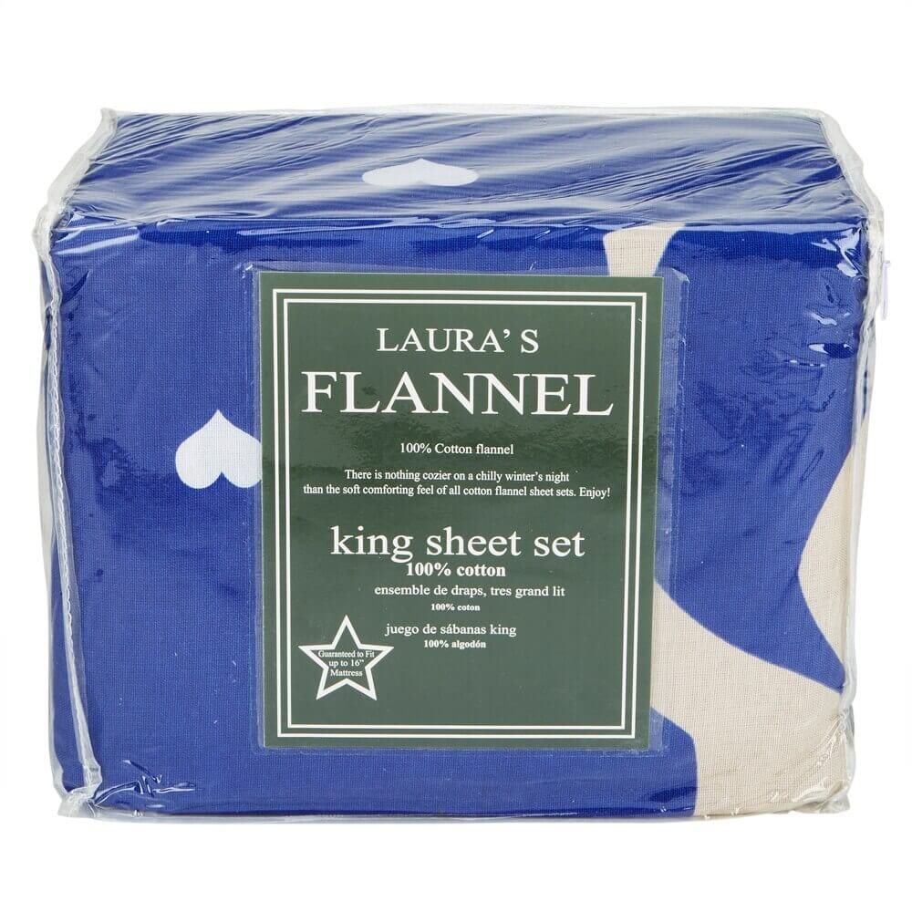 Laura's Flannel Cotton King Sheet Set