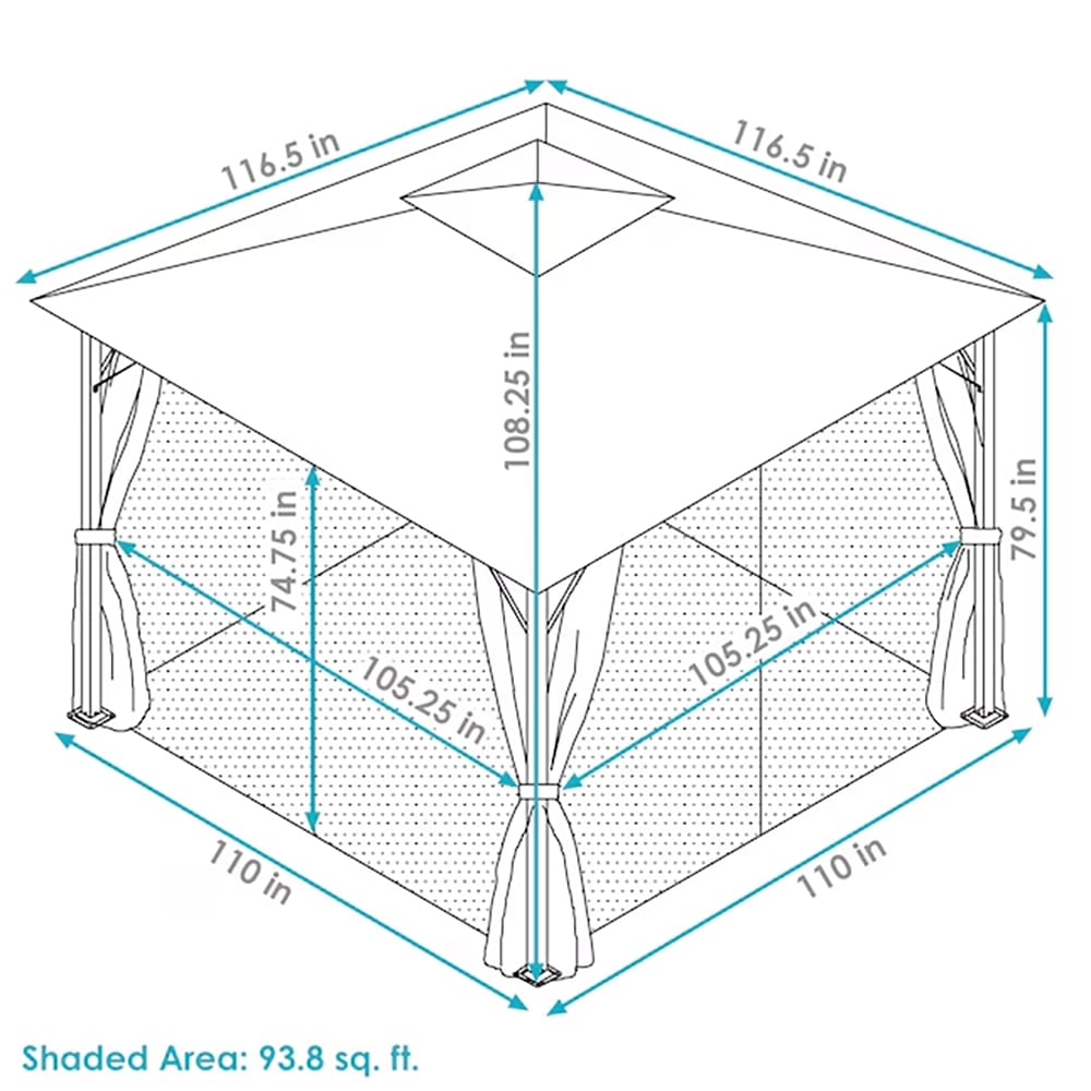 Sunnydaze 9.2' x 9.2' Soft Top Patio Gazebo with Screens and Privacy Walls, Brown