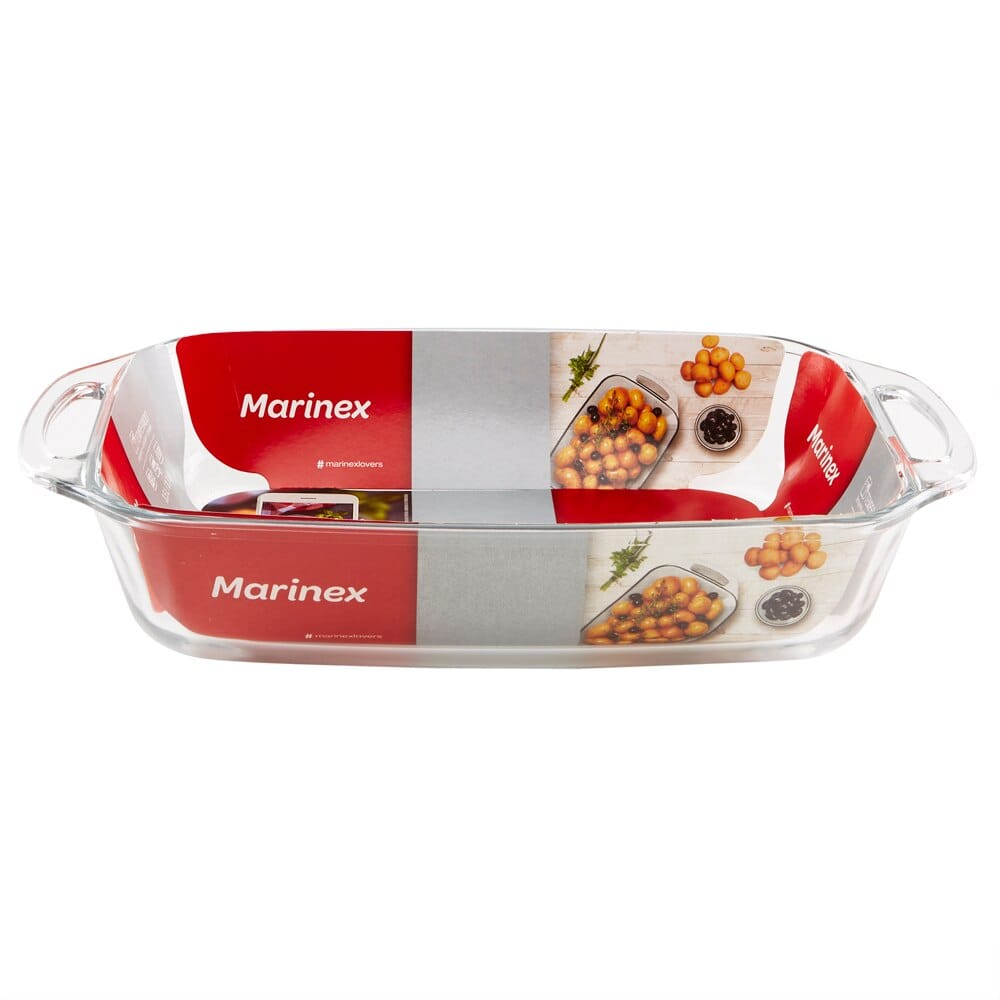 Marinex Glass Rectangle Roasting Dish with Handles, 3.7 Qt