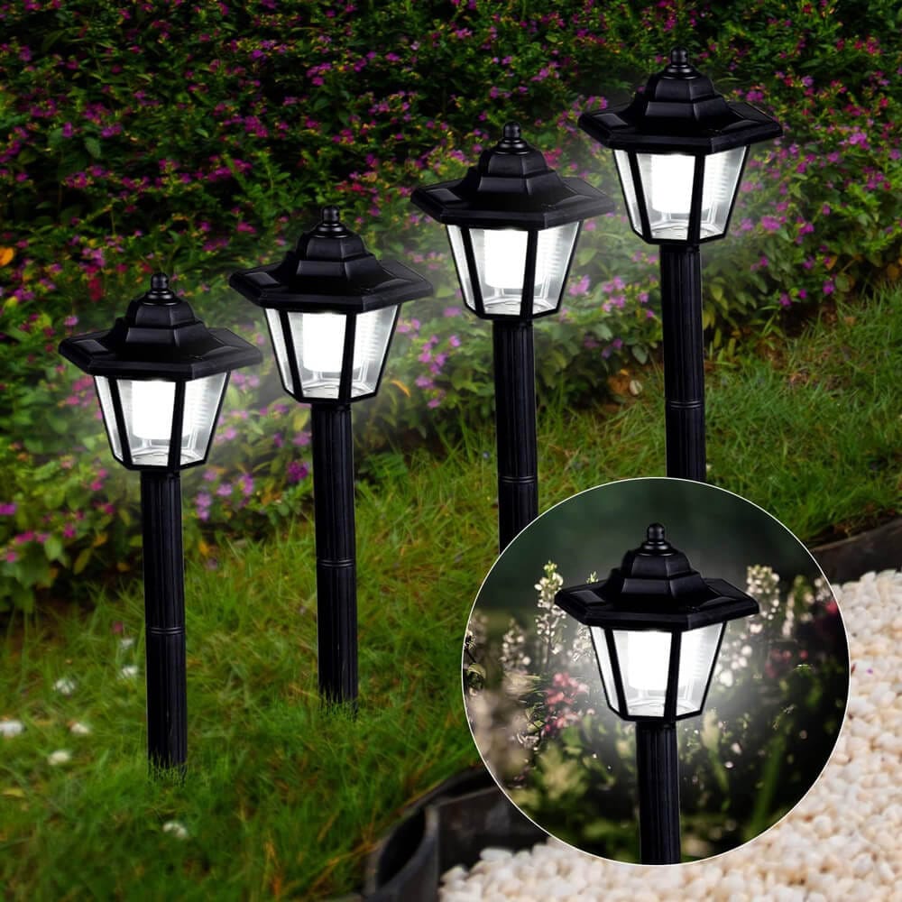 Laurel Canyon Classical Solar Pathway Lights, 4-Pack, Black