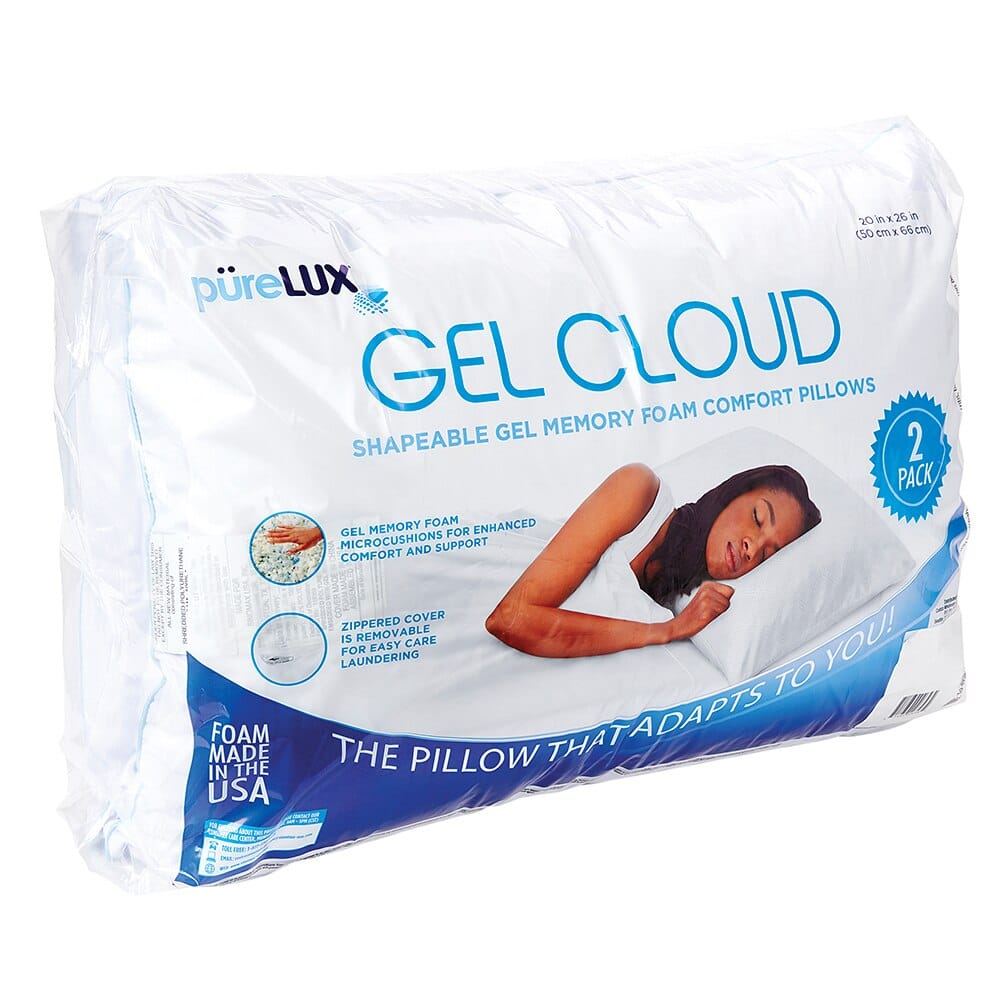 pureLUX Shapeable Gel Memory Foam Comfort Pillows 2 Count