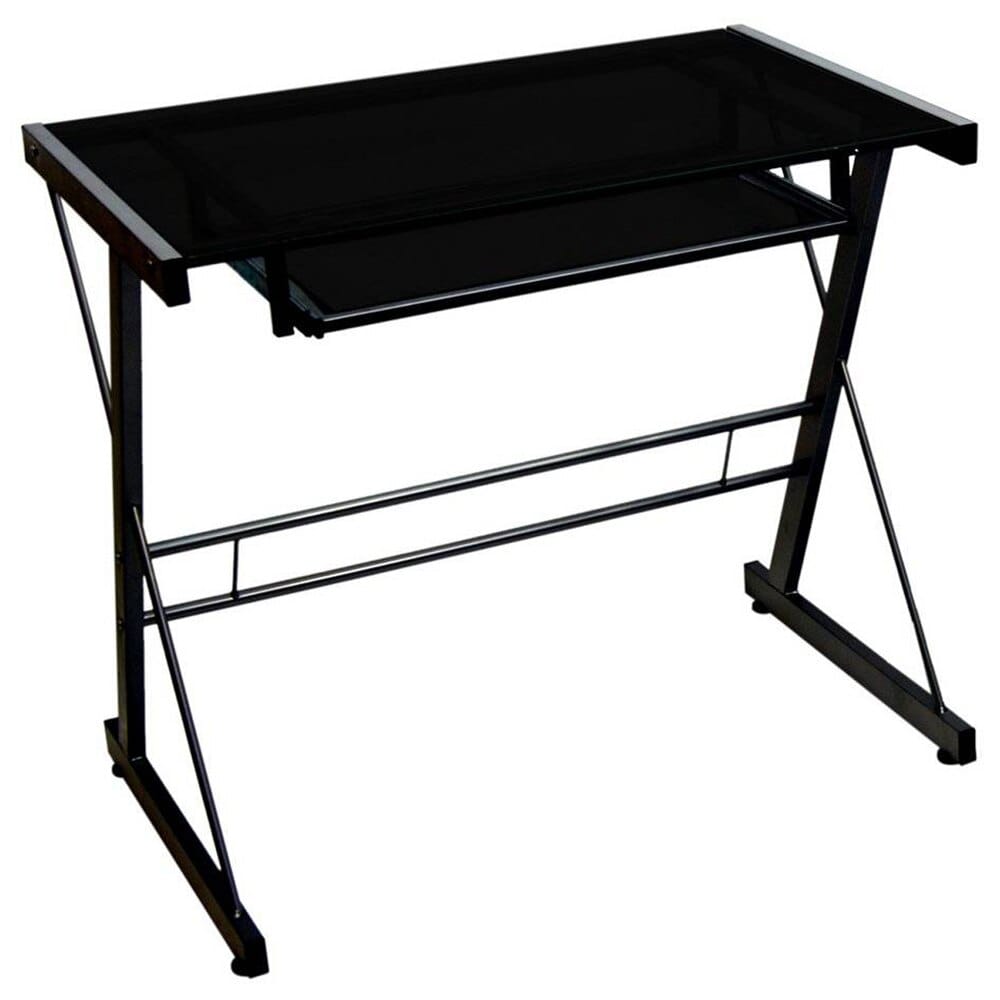 Walker Edison Imperial Solo Glass Desk, Black