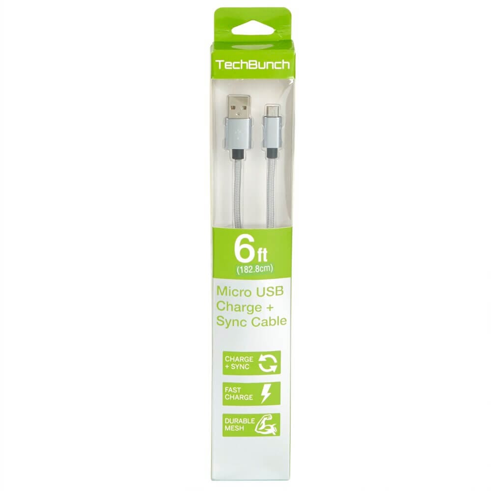 TechBunch Micro USB Charge and Sync Cable, 6'