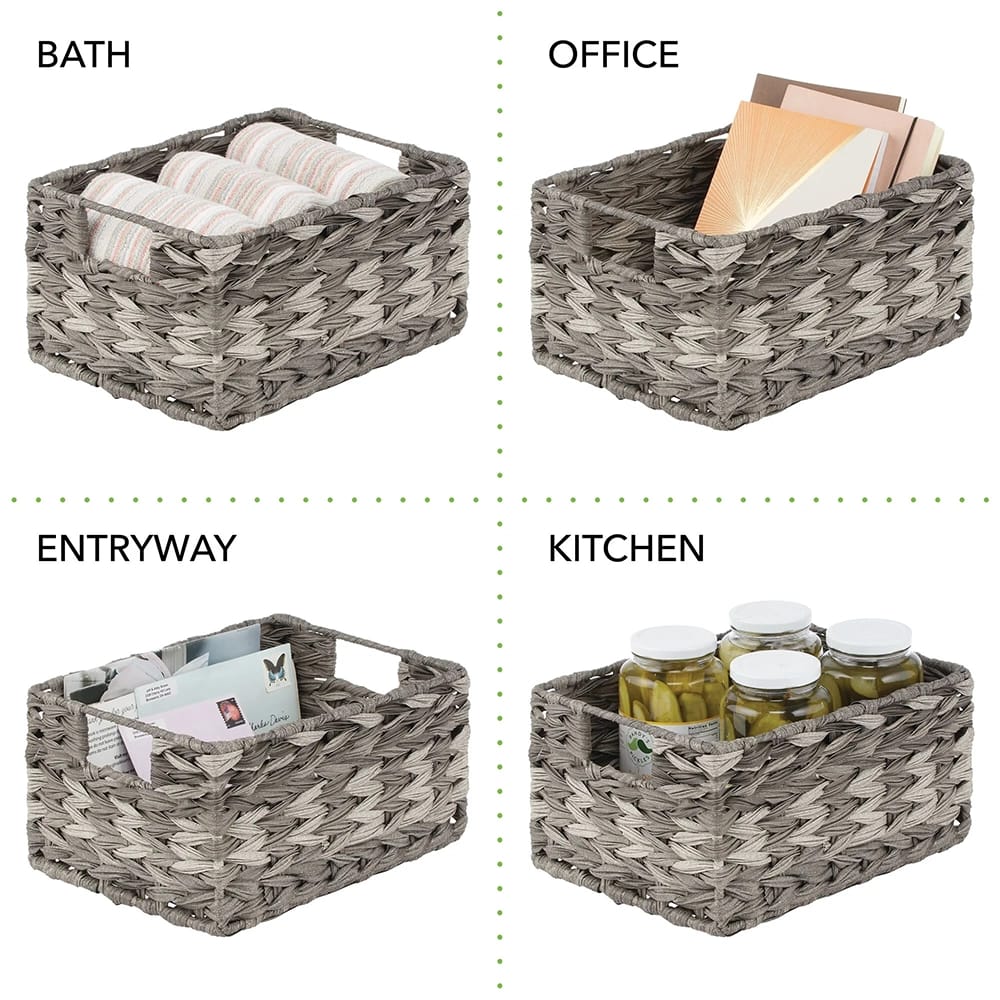 mDesign Woven Plastic Storage Bins, Gray Ombre, 6 Pack