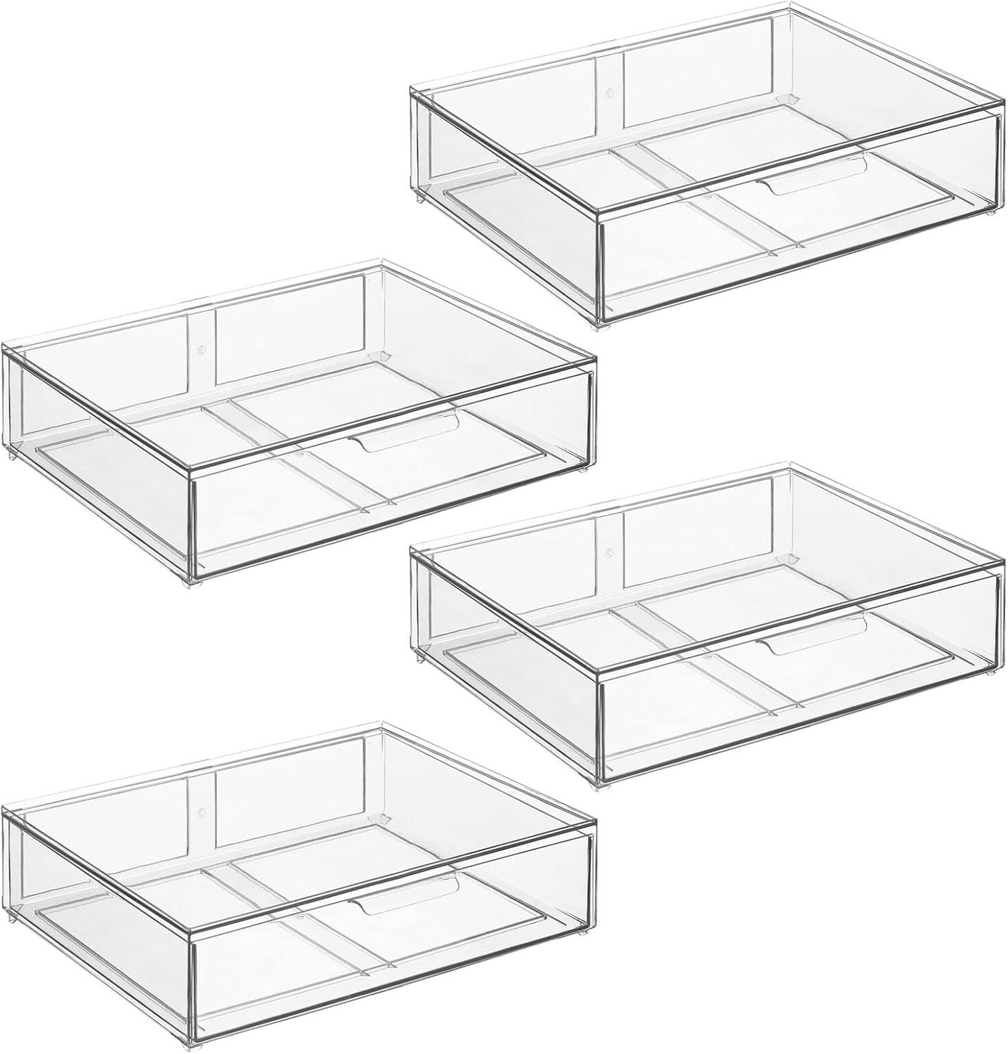 mDesign Wide Stackable Storage Organizer, 4 Pack