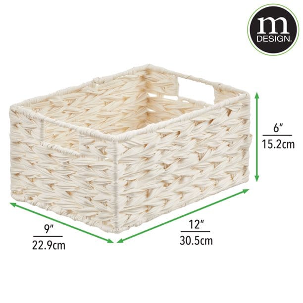 mDesign Woven Kitchen Pantry Storage Basket, White, 3 Pack