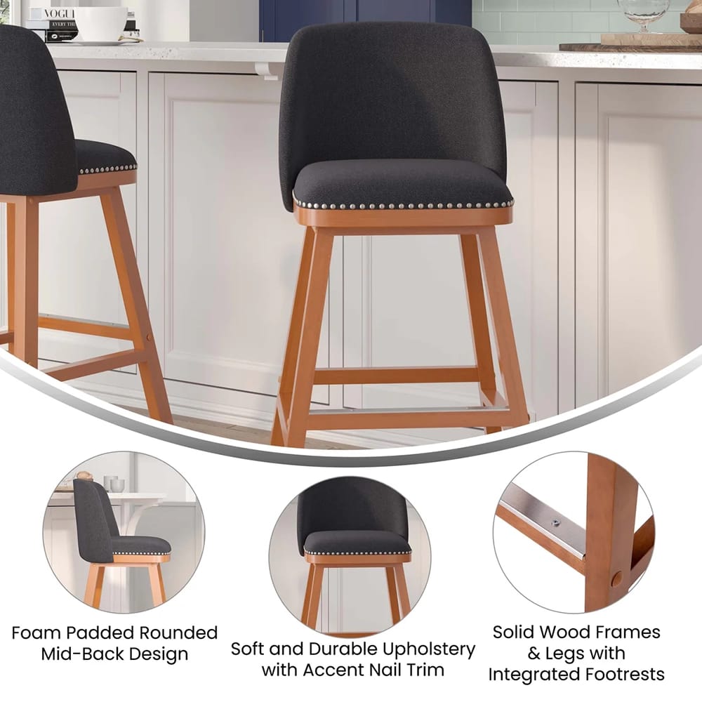 Flash Furniture Transitional Bar Stools, Set of 2, Gray