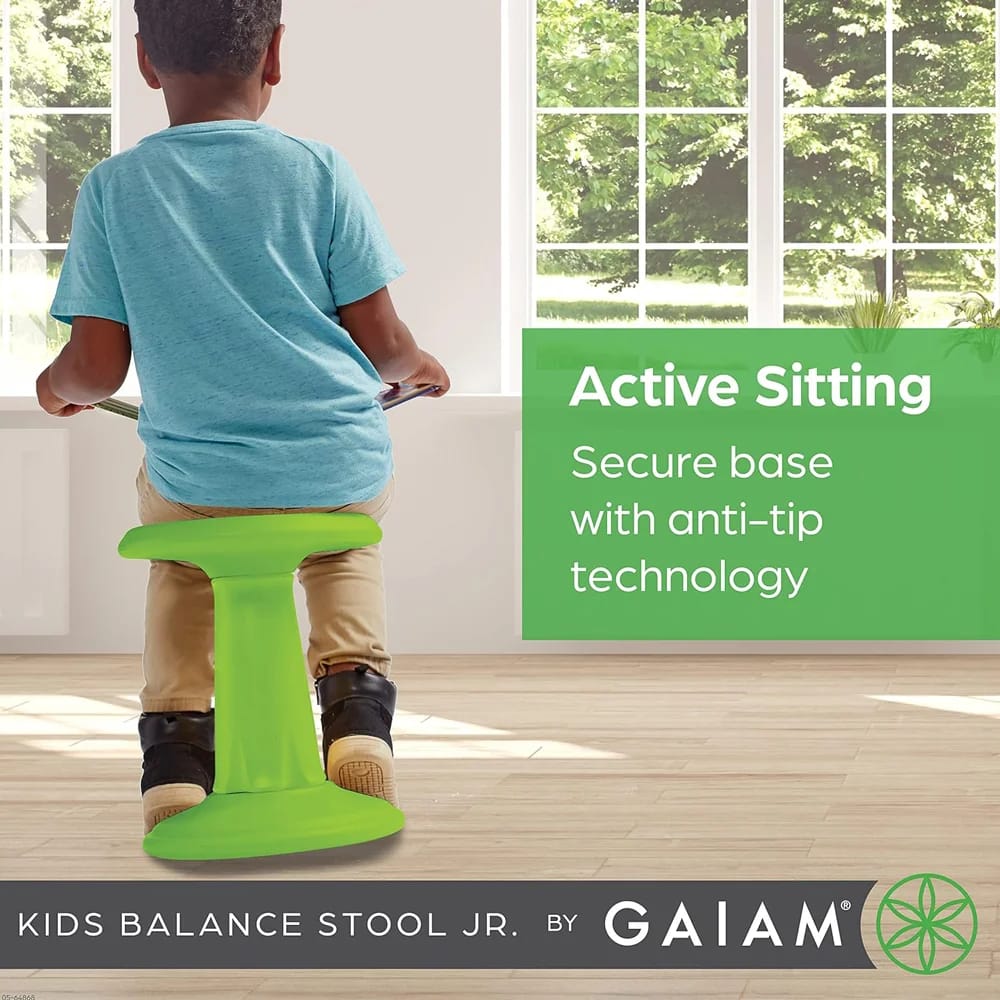 Gaiam Kids Wobble Stool Desk Chair, Lime