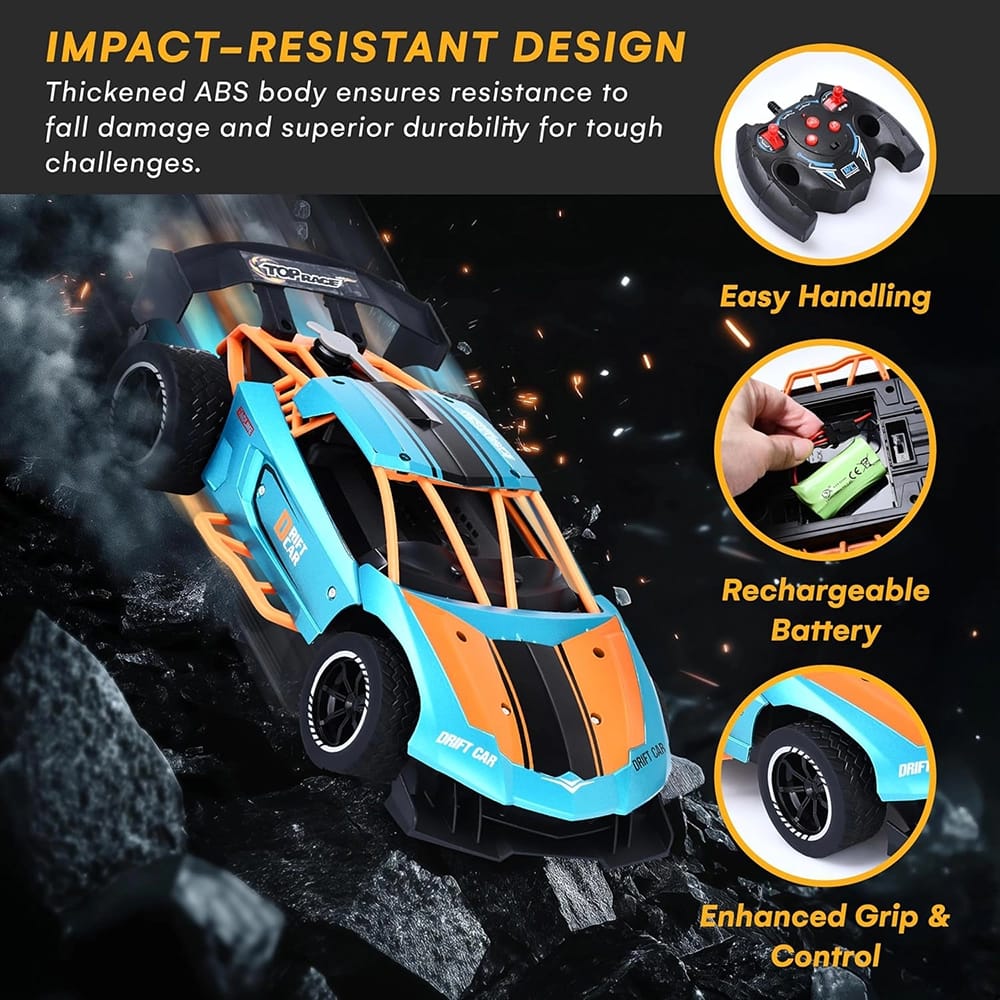 Top Race RC Drift Car with Smoking Function, Blue/Orange