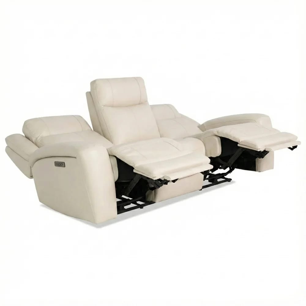 Verona Leather Power Reclining Sofa, Taupe