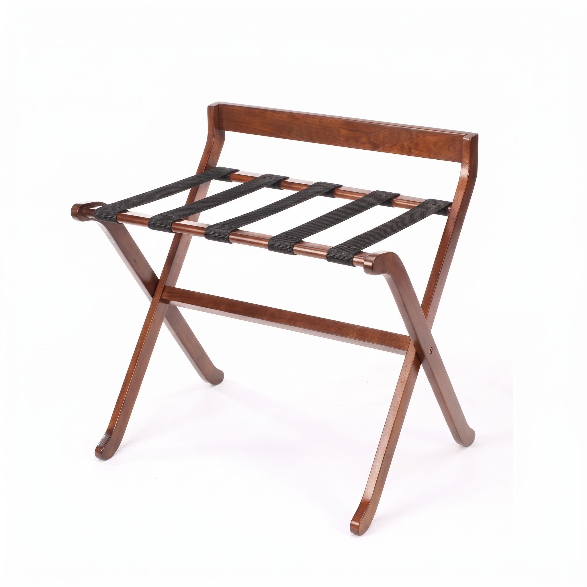 Whitmor Wood Folding Luggage Rack with Backrest, Mahogany