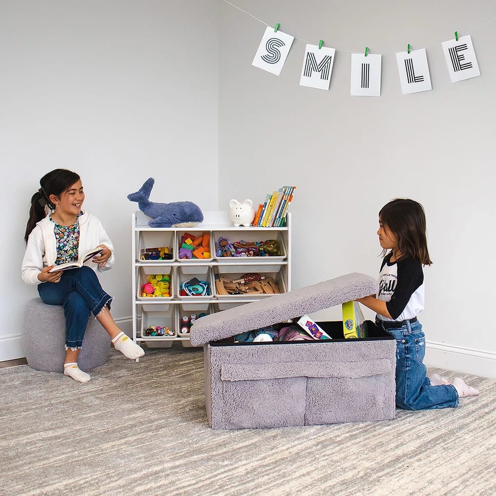 Humble Crew Sherpa Collapsible Toy Box, Gray