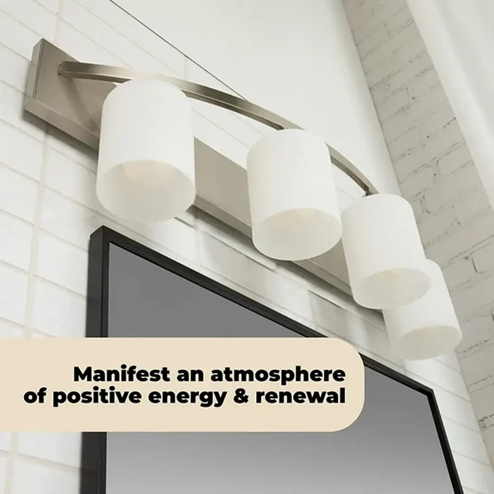 Bathroom Vanity 4-Light Fixture, Nickel/White