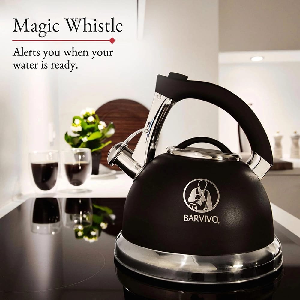 BARVIVO Premium Whistling Tea Kettle, Black