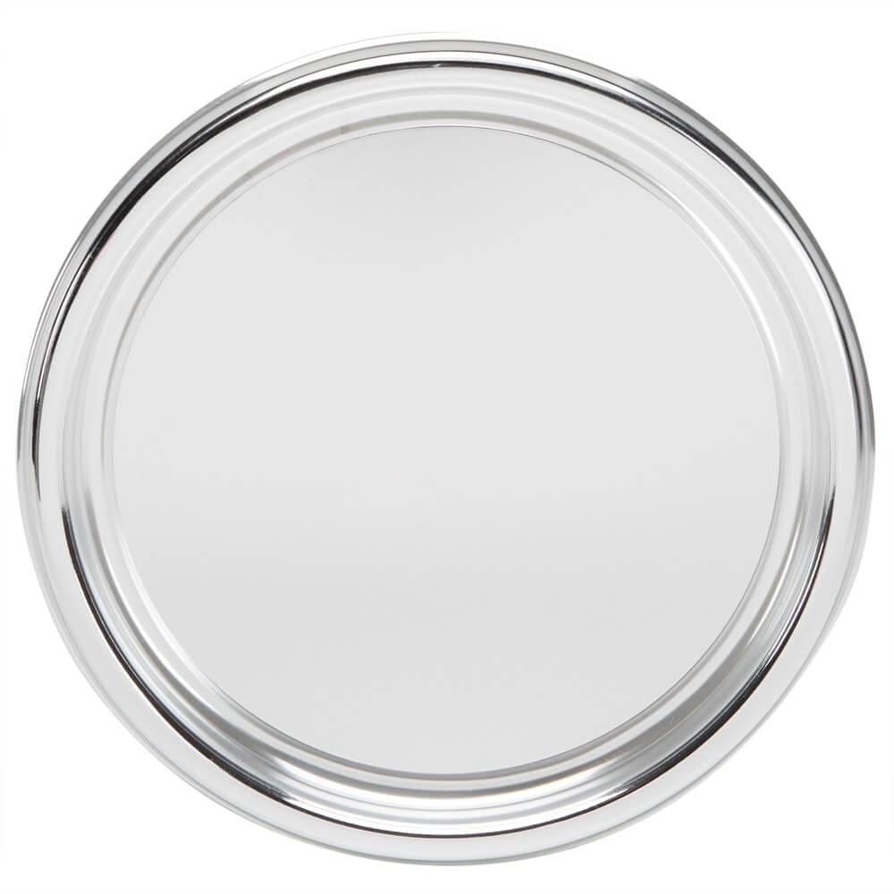 Silver Round Plastic Serving Plate, 12"