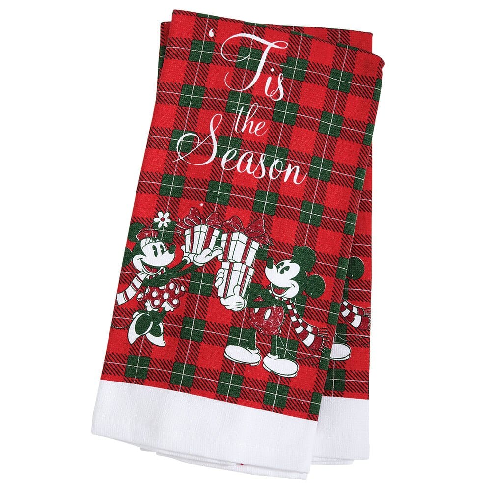 Disney Mickey Mouse and Minnie Mouse Christmas Kitchen Towels, 2-Count