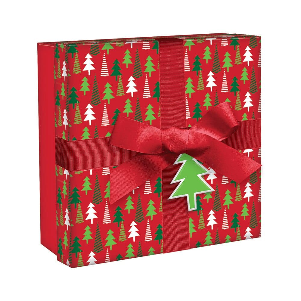 Medium Christmas Gift Box with Ribbon and Tag, 9" x 9"