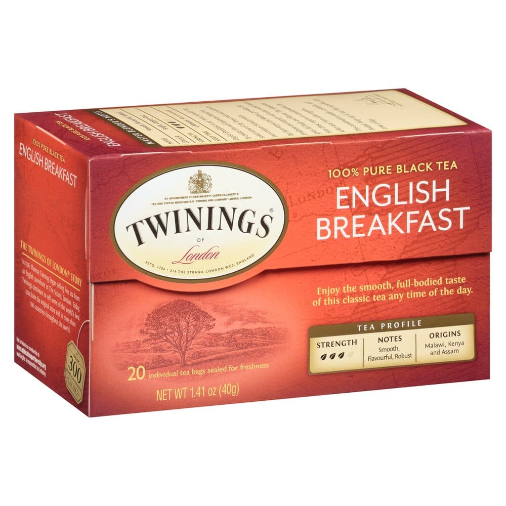 Twinings of London English Breakfast Black Tea Bags, 20 Count