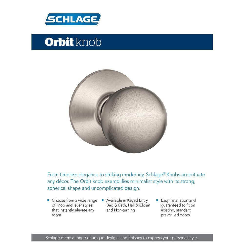 Schlage Orbit Dummy Interior Pack, Satin Nickel