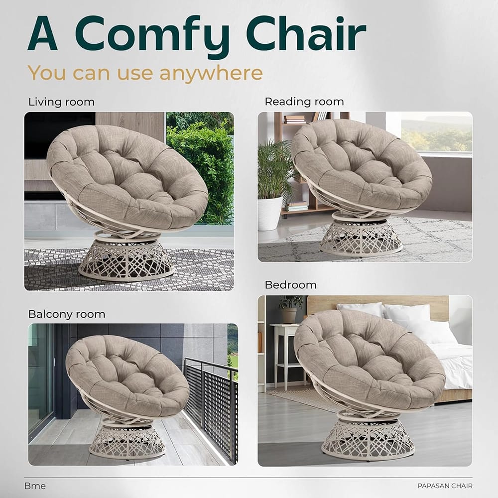 Bme Wicker Papasan Chair, Silver