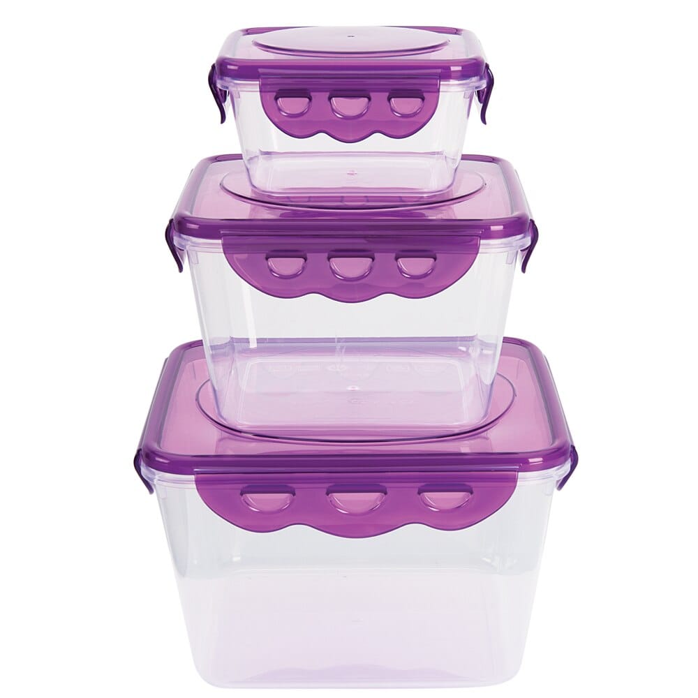 Think Fresh Square Easy Lock Airtight Food Containers, 3 Piece