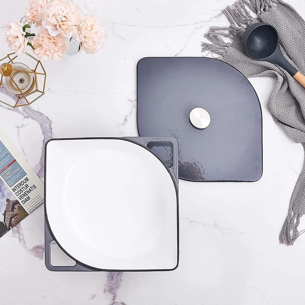 Bruntmor 5 Quart Iron Enameled Dutch Oven, Gray