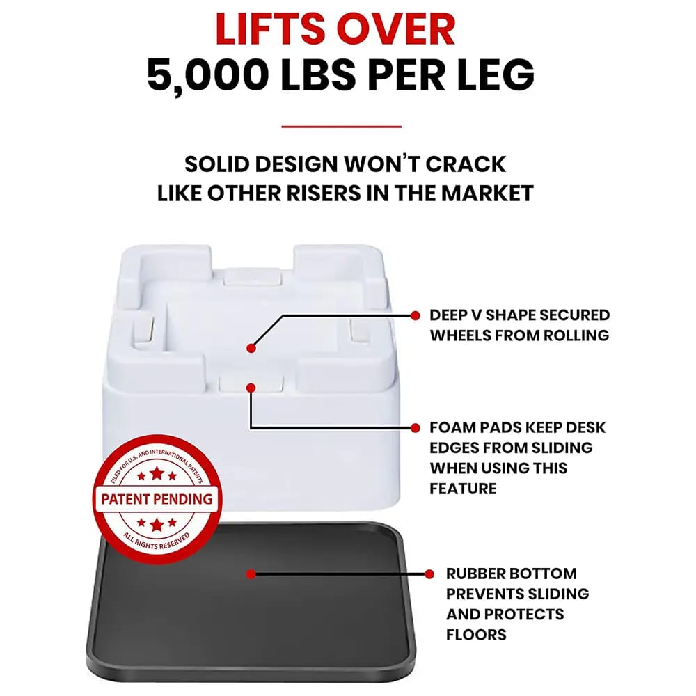 iPrimio V Shape Bed Riser, Set of 6, White