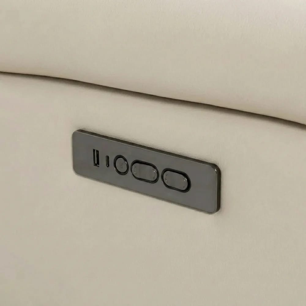 Verona Leather Power Reclining Sofa, Taupe