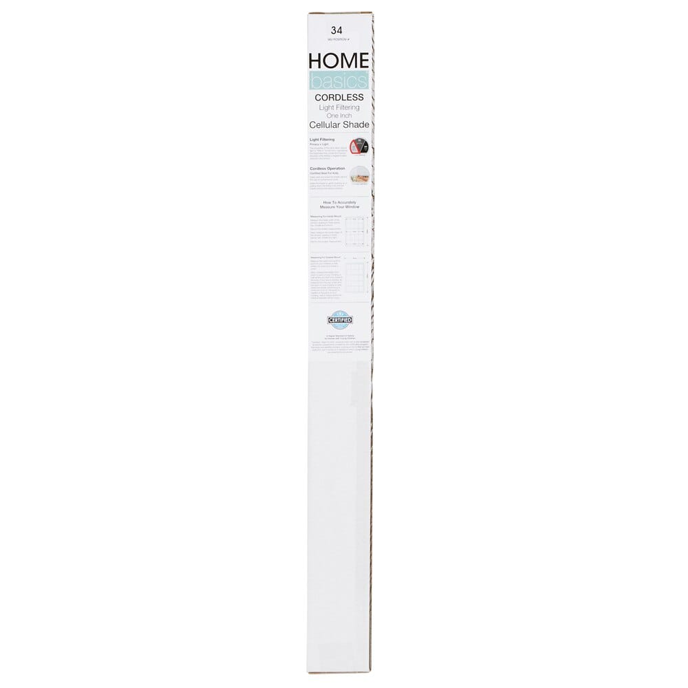 Home Basics Cordless Light Filtering 1" Cellular Shade, White, 31" x 72"