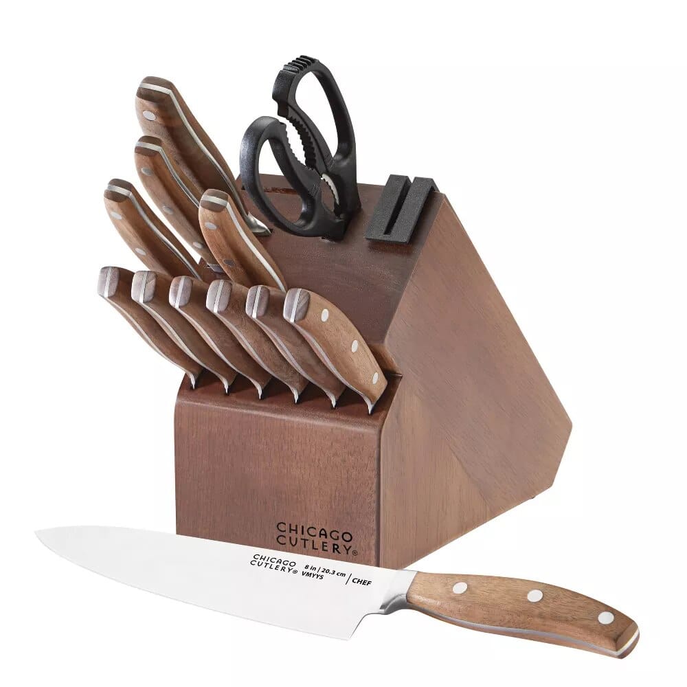 Chicago Cutlery Signature Edge 13-Piece Knife Block Set, Walnut