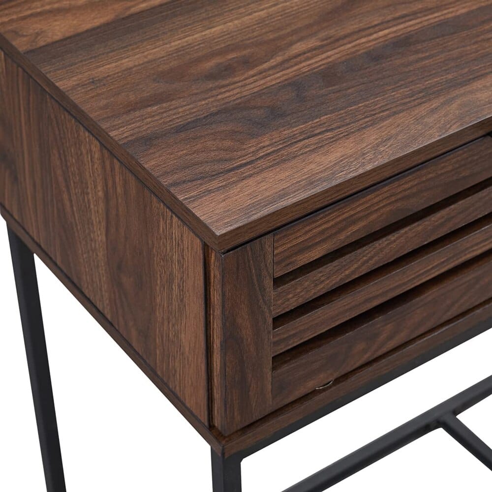 Walker Edison Modern Slatted Entryway Accent Table, Dark Walnut