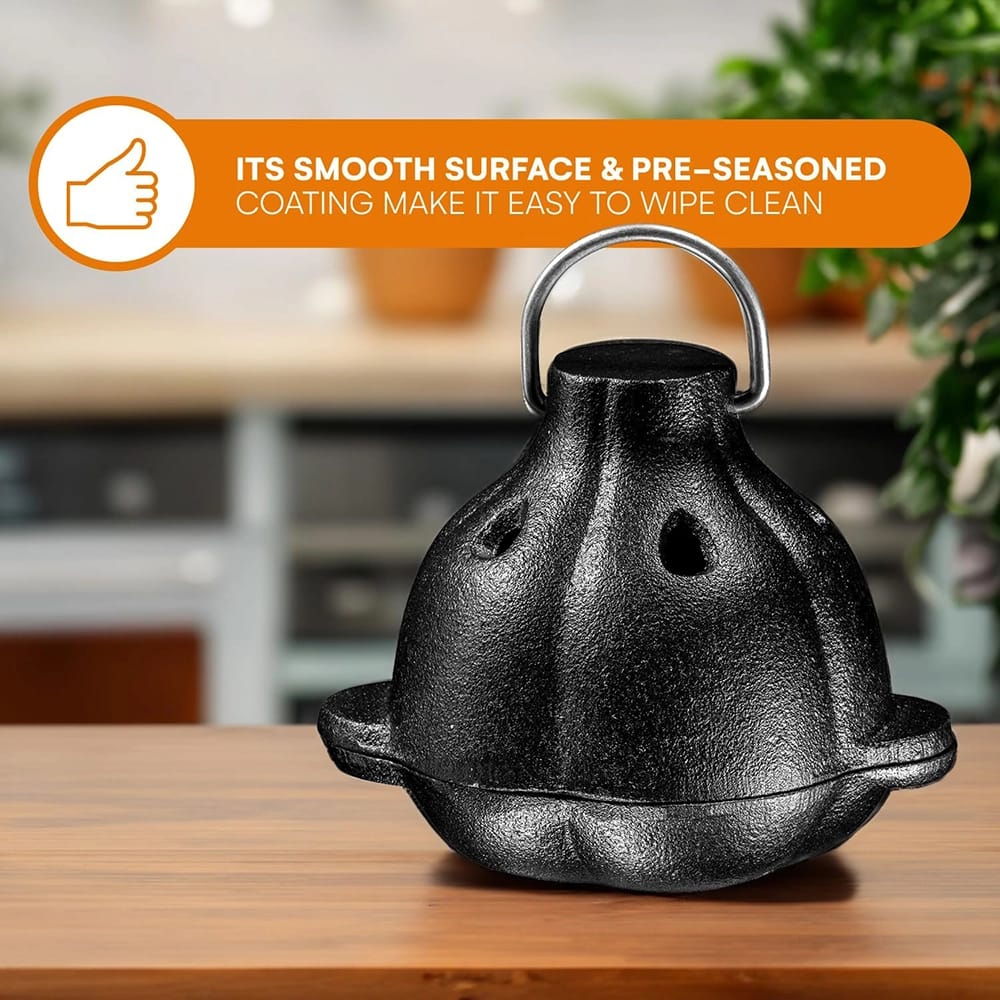 Bruntmor Pre-Seasoned Cast Iron Garlic Roaster