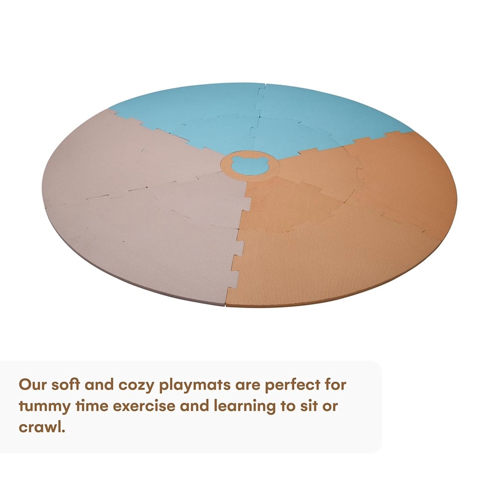 Childlike Behavior Foam Play Mat, Blue/Tan