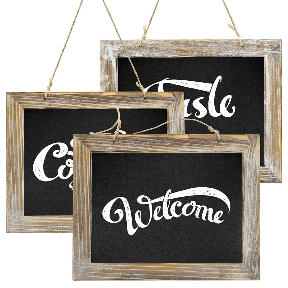 Greenco Decorative Vintage Chalkboard Sign, Set of 3