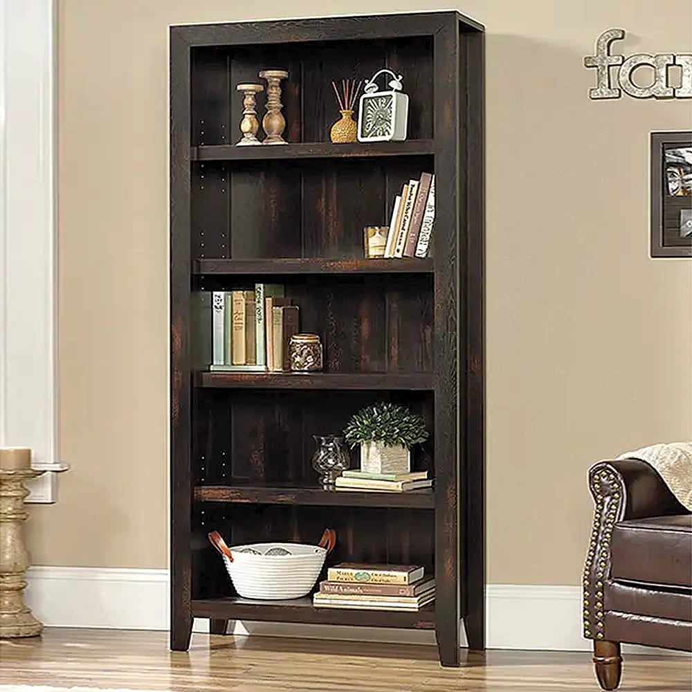 Sauder Dakota Pass 5-Shelf Bookcase, Char Pine