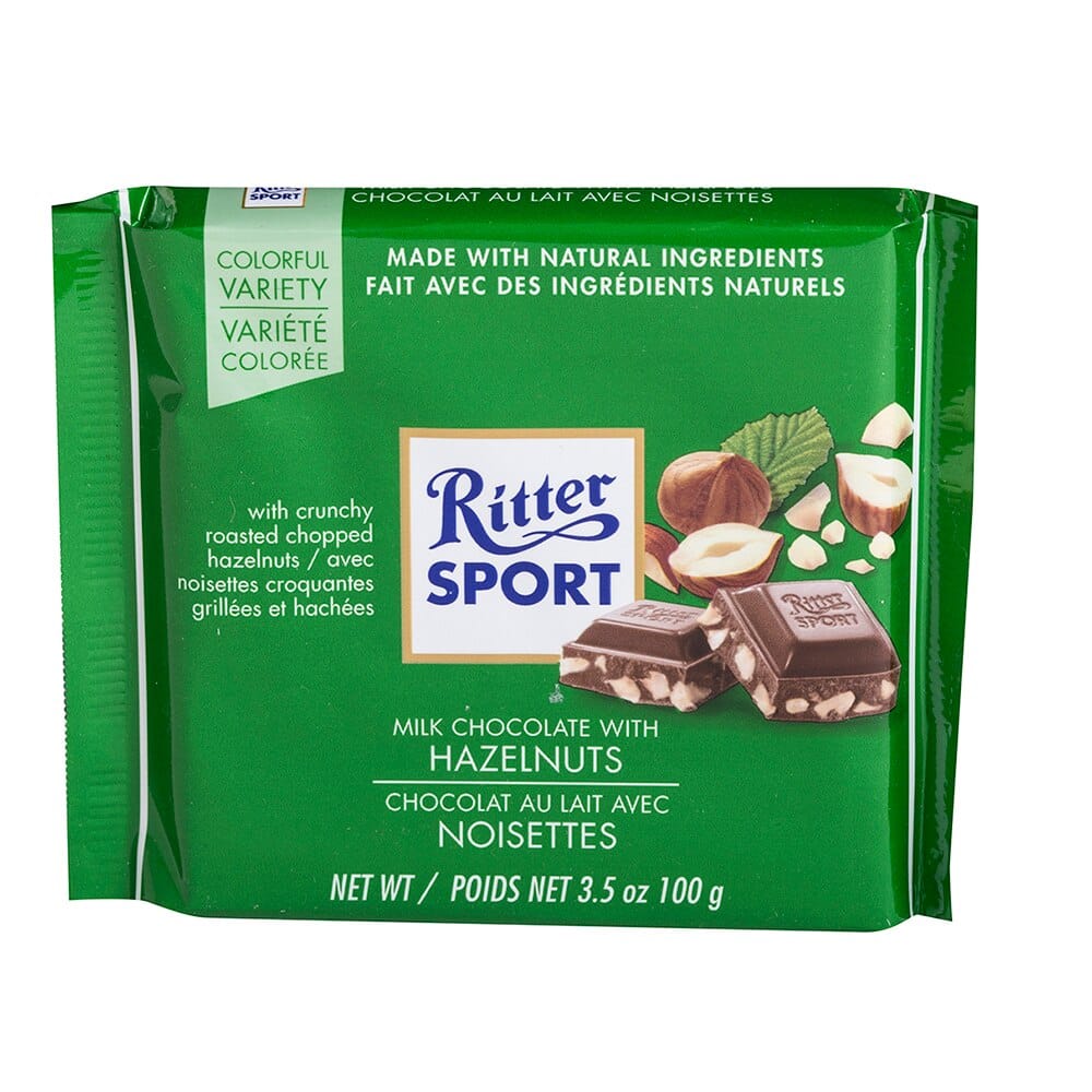 Ritter Sport Milk Chocolate With Hazelnuts, 3.5 oz
