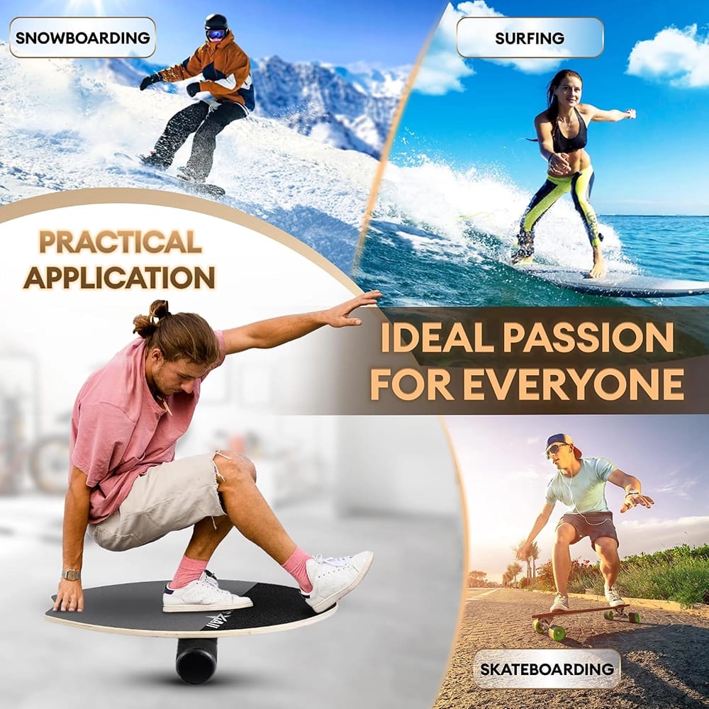 Yes4All 2-in-1 Wooden Balance Board With Roller & Ball