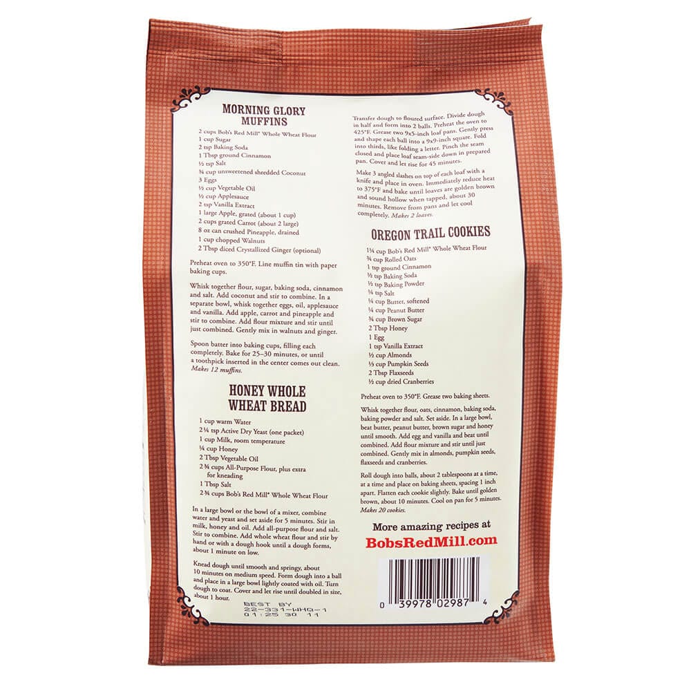 Bob's Red Mill Stone Ground Whole Wheat Flour, 5 lbs