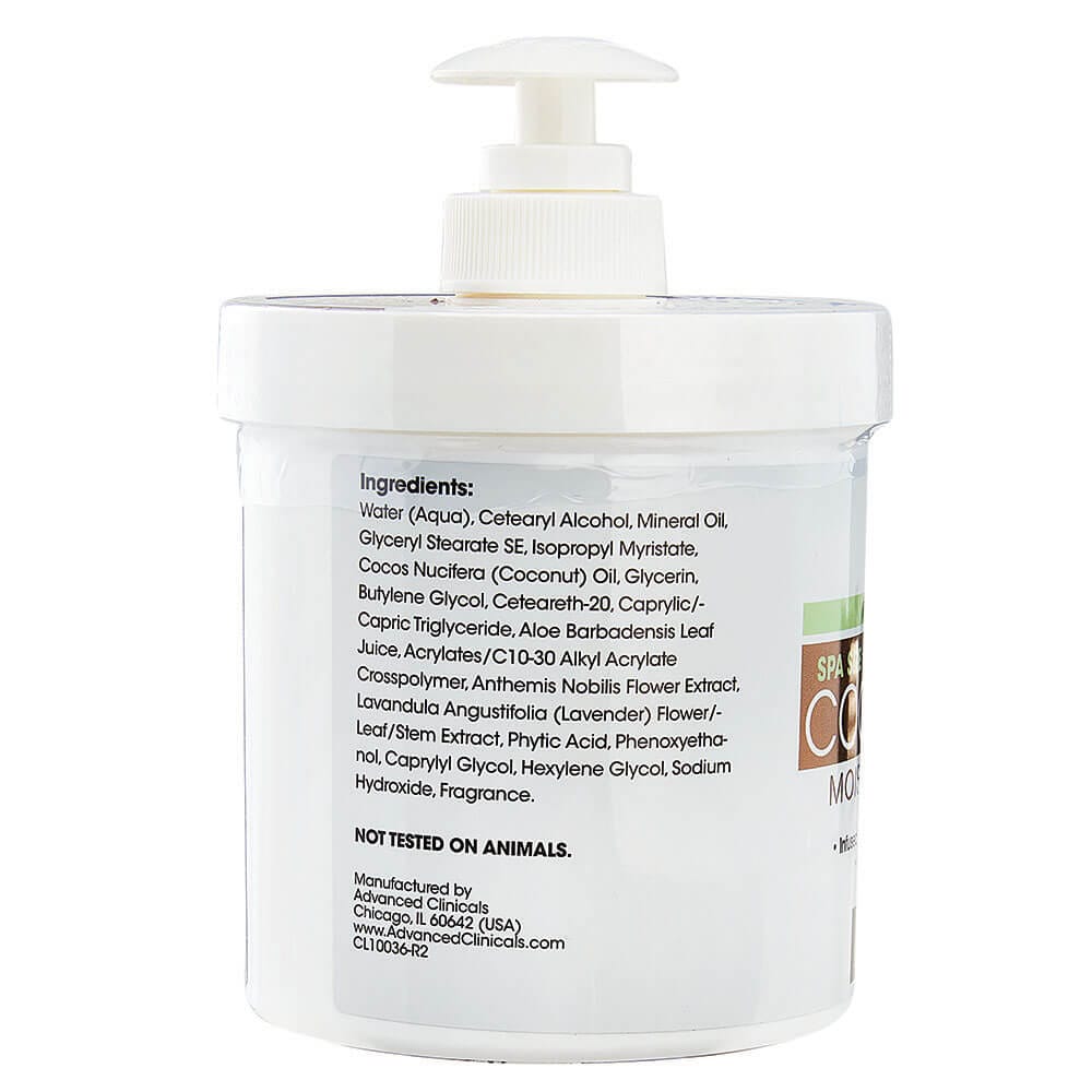 Advanced Clinicals Spa Size Coconut Oil Moisturizing Cream, 16 oz