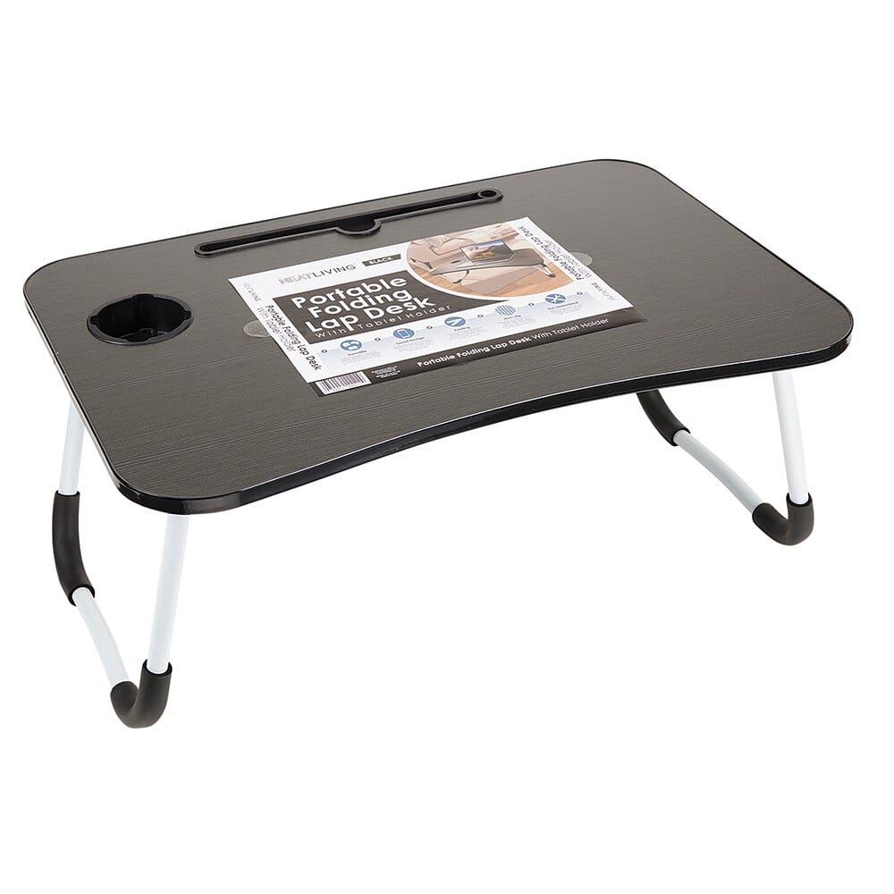 Neat Living Black Portable Folding Lap Desk with Tablet Holder