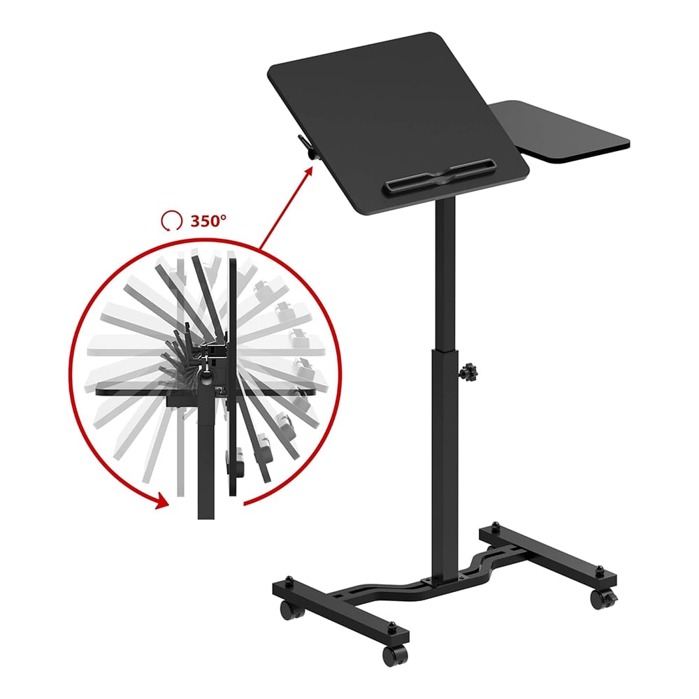 SHW 28"-40" Rolling Laptop Cart w/Tilting Desktop, Black