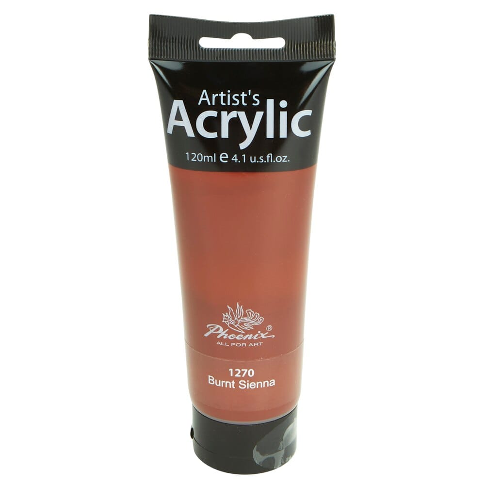 Phoenix Artist's Acrylic Paint, Burnt Sienna, 120 ml