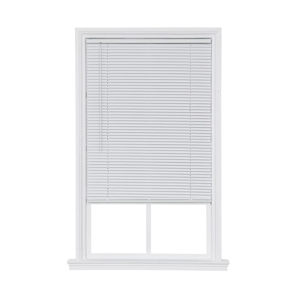 Home Basics Cordless Room Darkening Vinyl Mini Blinds, White, 29" x 64"