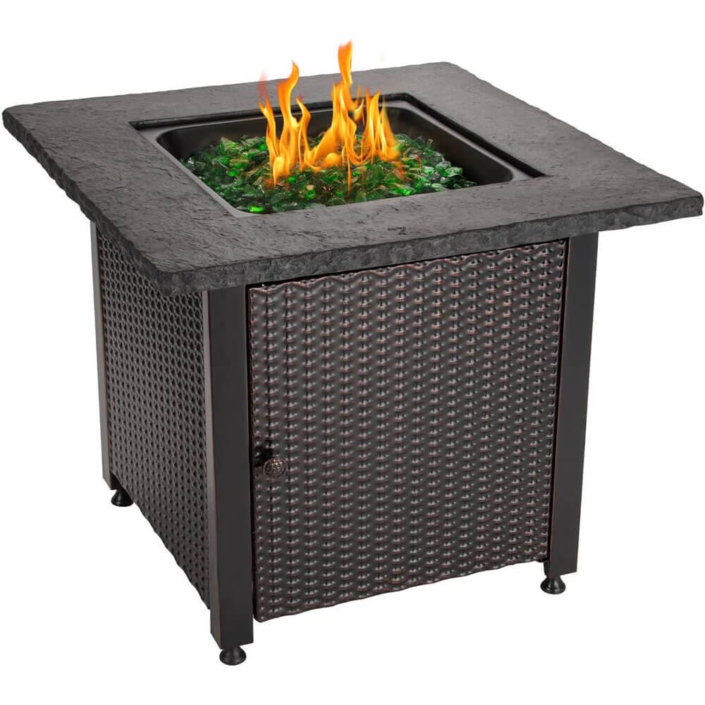 Endless Summer 30" Outdoor Propane Gas Fire Pit, 50,000 BTU, Green Fireglass