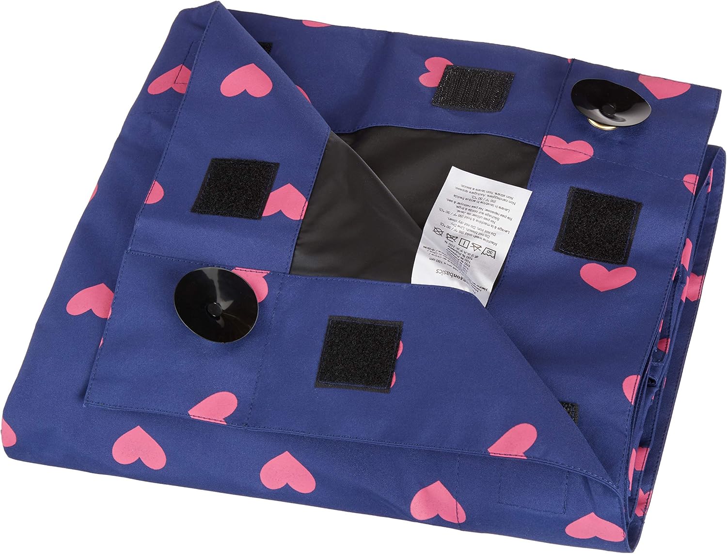 Portable Kids Travel Blackout Curtain Shade with Suction Cups, Pink Hearts