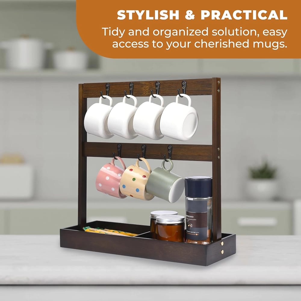 Countertop 7-Cup Mug Holder, Dark Brown