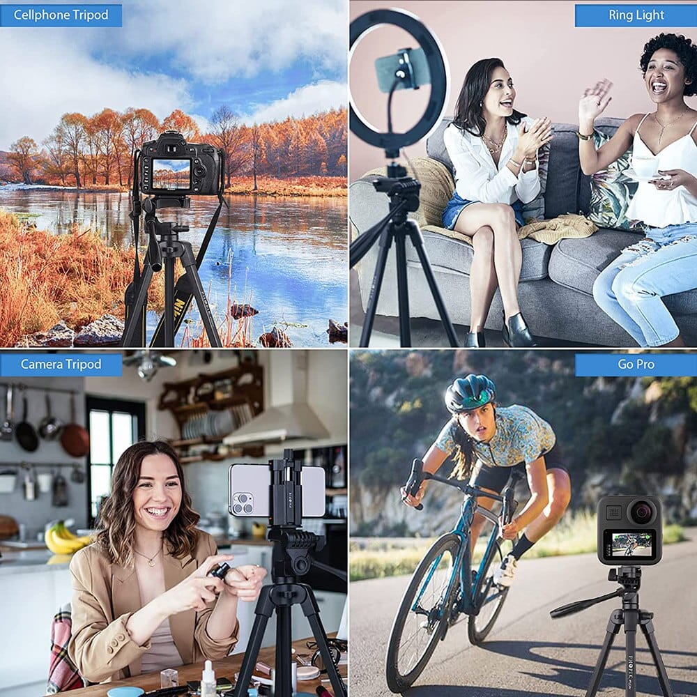 PHOPIK Lightweight 54" Tripod with 360° Panorama, Black