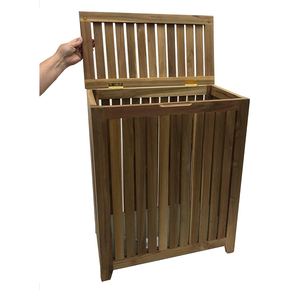 Genuine Teak Wood Spa Style Full Size Hamper