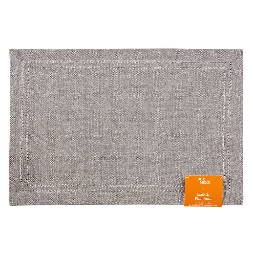 Gray Fabric Locklin Placemat, 13 x 19